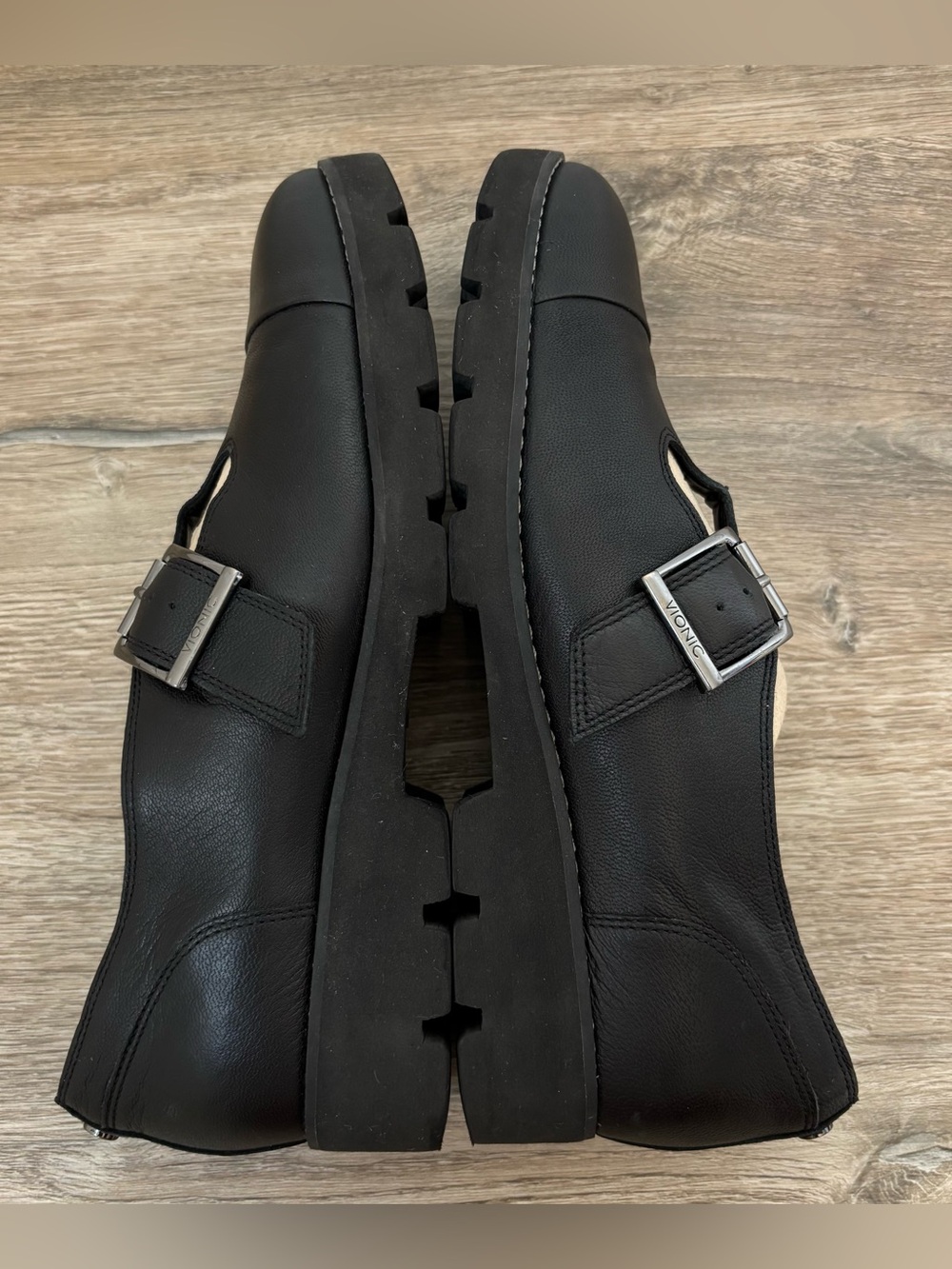 Vionic Carmen Black Leather Mary Jane Shoes Flats Size 9 - Picture 9 of 14